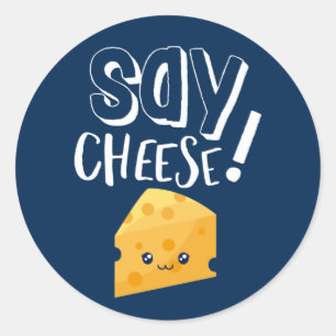 Sticker Rond Dites Cheese Photographe Amateur de Fromage Mignon
