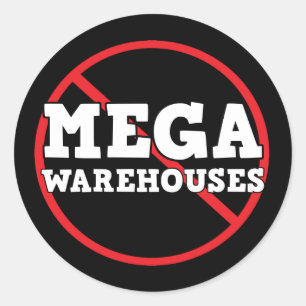 Sticker Rond Dites non aux entrepôts de Mega