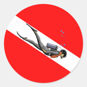 Sticker Rond Diver Et Drapeau
