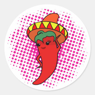 Sticker Rond Divine Poivron Kawaii Rose Spirale