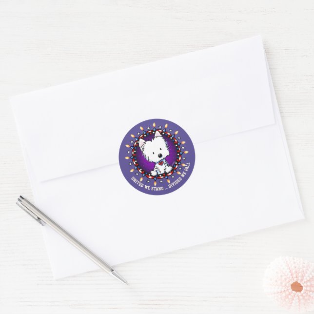 Sticker Rond DIVISÉ NOUS TOMBONS Westie (Enveloppe)