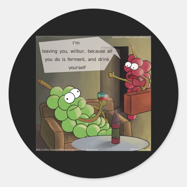 Sticker Rond Divorces aux raisins drôles (Devant)