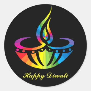Sticker Rond Diwali - lampe d'arc-en-ciel