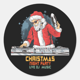 Sticker Rond dj père Noël party club