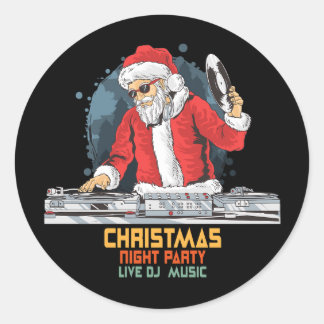 Sticker Rond dj père Noël party club