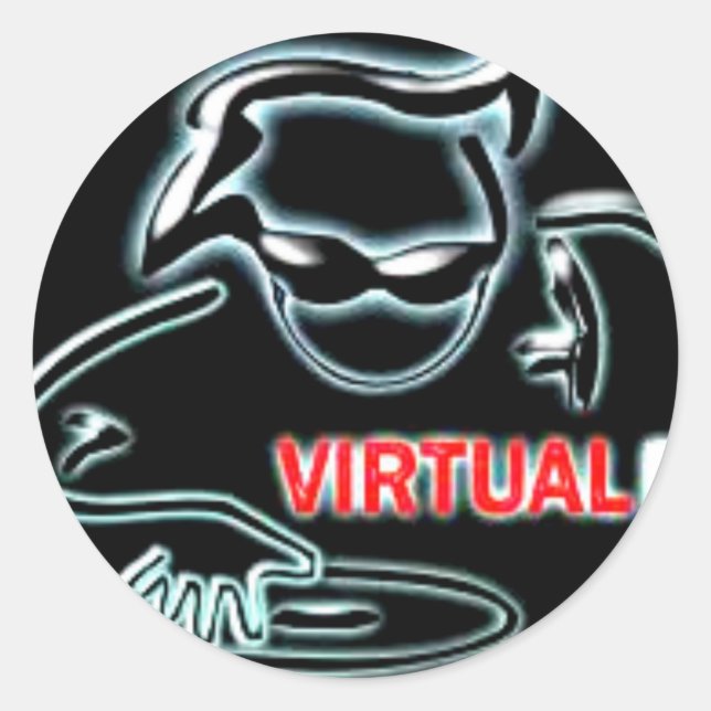 Sticker Rond dj virtuel gros (Devant)