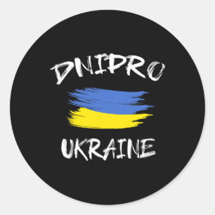 Sticker Rond Dnipro Ukraine Souvenir Drapeau du pays ukrainien