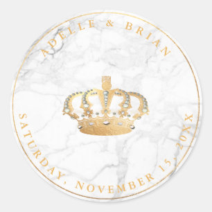 Sticker Rond do-it-yourself Faux Gold Crown avec Pearl+Marbre