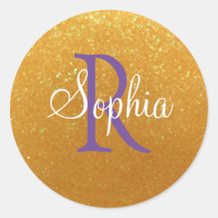 Sticker Rond do-it-yourself Nom & Monogramme, Parties scintilla