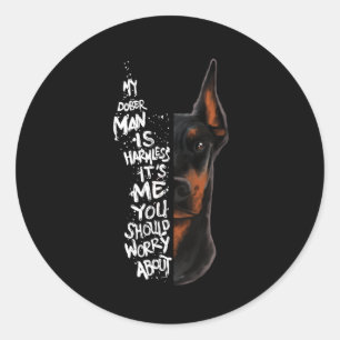 Sticker Rond Doberman Dog Dit Un Cadeau Inoffensif