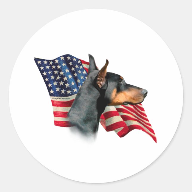Sticker Rond Doberman Pinscher (Devant)