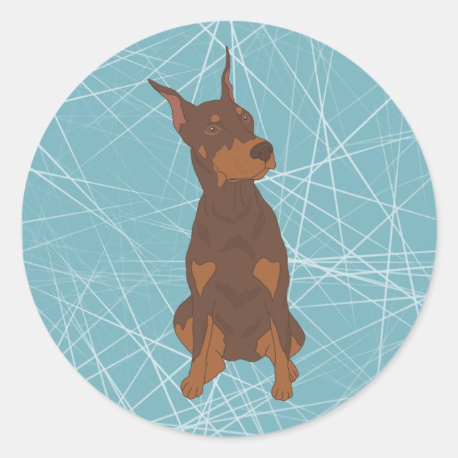 Sticker Rond Doberman Pinscher (Devant)