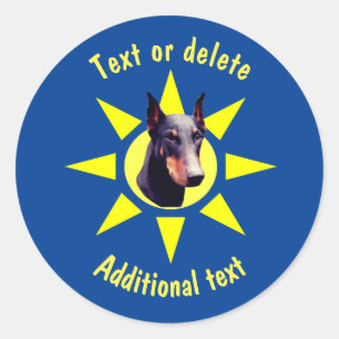 Sticker Rond Doberman Pinscher Chien Personnalisé