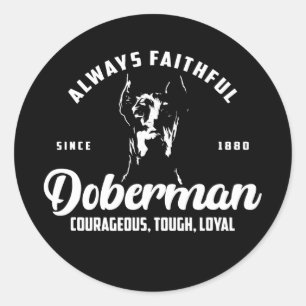 Sticker Rond Doberman Pinscher Dobie Best Doberman Maman Papa