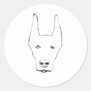 Sticker Rond Doberman Pinscher Dog Croquis Visage