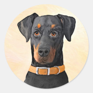 Sticker Rond Doberman Pinscher Peinture non découpée Art origin