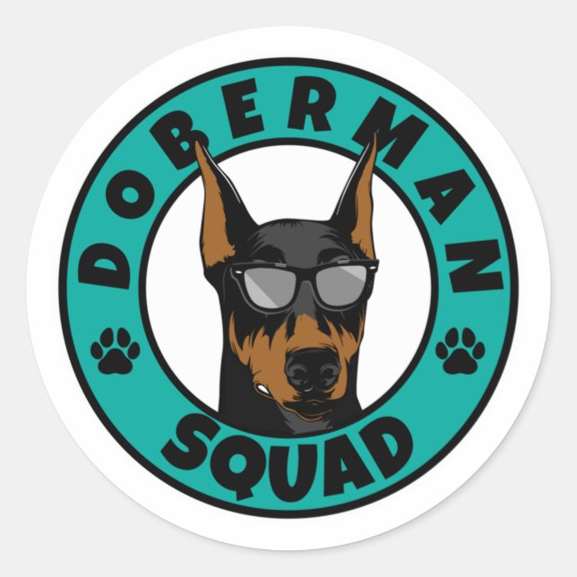 Sticker Rond Doberman Squad (Devant)