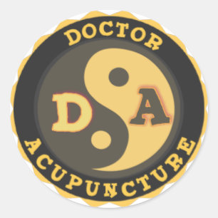 STICKER ROND DOCTEUR ACUPUNCTURE DE FLEUR DU LOGO YIN YANG