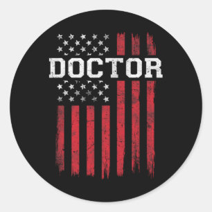 Sticker Rond Docteur américain Drapeau Patriot Patriotique