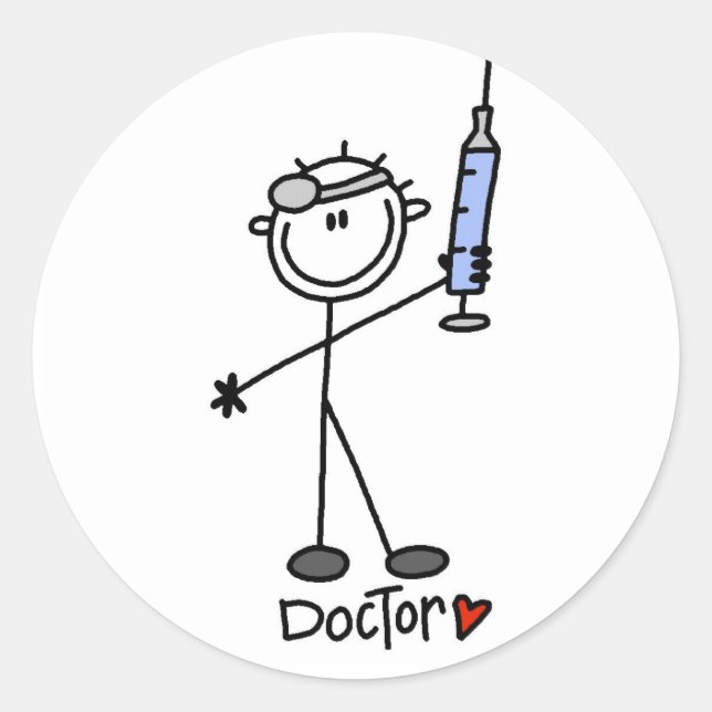 Sticker Rond Docteur de la figure de bâton de base (Devant)