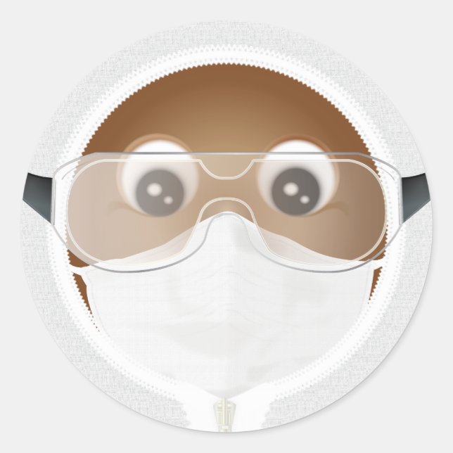 Sticker Rond Docteur Emoji | Afro-Américains (Devant)