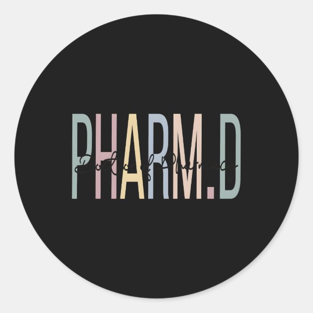 Sticker Rond Docteur En Pharmacie Boho Pharmd (Devant)
