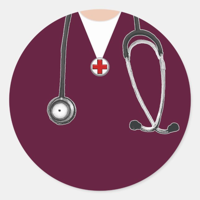 Sticker Rond Docteur Maroon Scrubs (Devant)