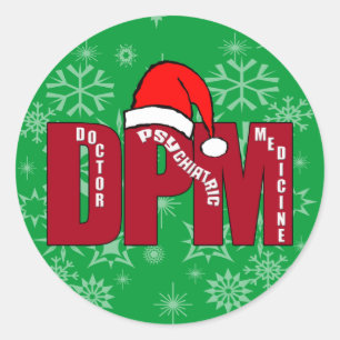 STICKER ROND DOCTEUR OF PSYCHIATRIC MEDICINE DE PÈRE NOËL DE