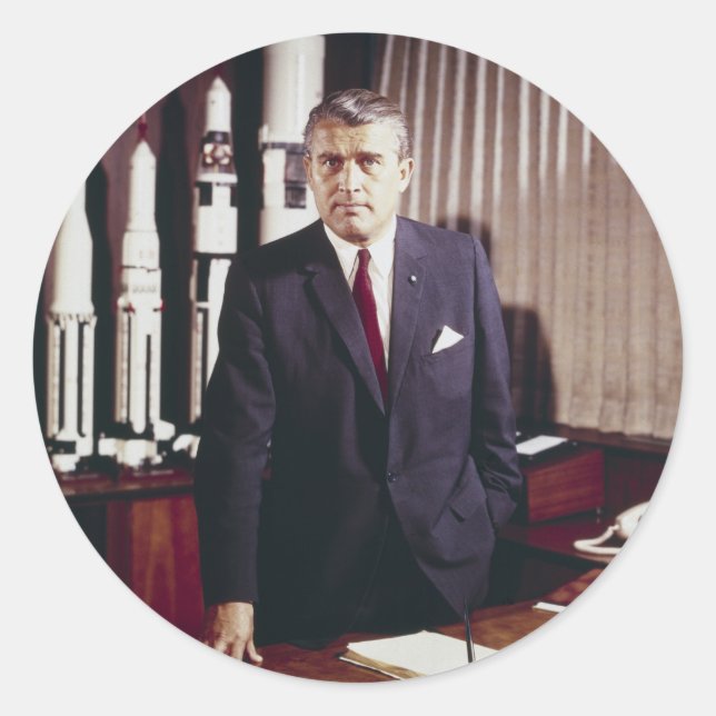 Sticker Rond Docteur Wernher von Braun Portrait (Devant)