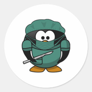 Sticker Rond Doctor Penguin