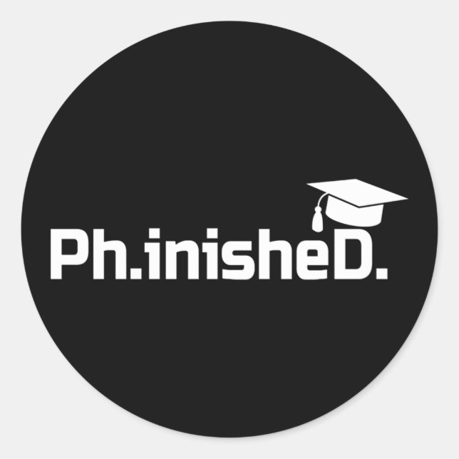 Sticker Rond Doctorat Doctorat Diplôme Diplômé Phinished (Devant)