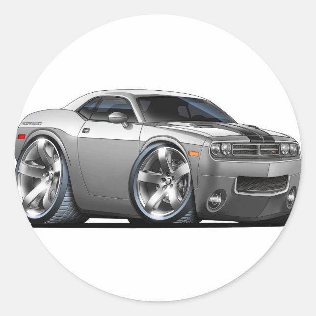 Sticker Rond Dodge Challenger Silver/Gray Car (Devant)