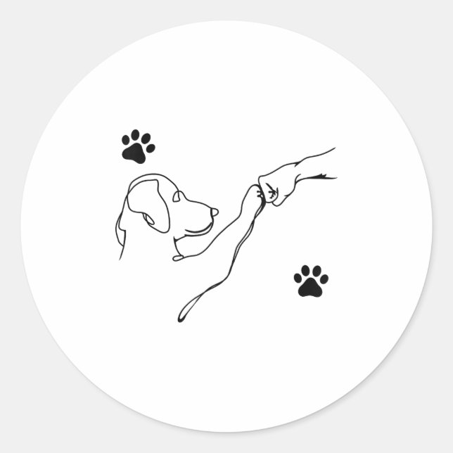 Sticker Rond Dog And People Punch Hand Dog Friendship Fist Bump (Devant)
