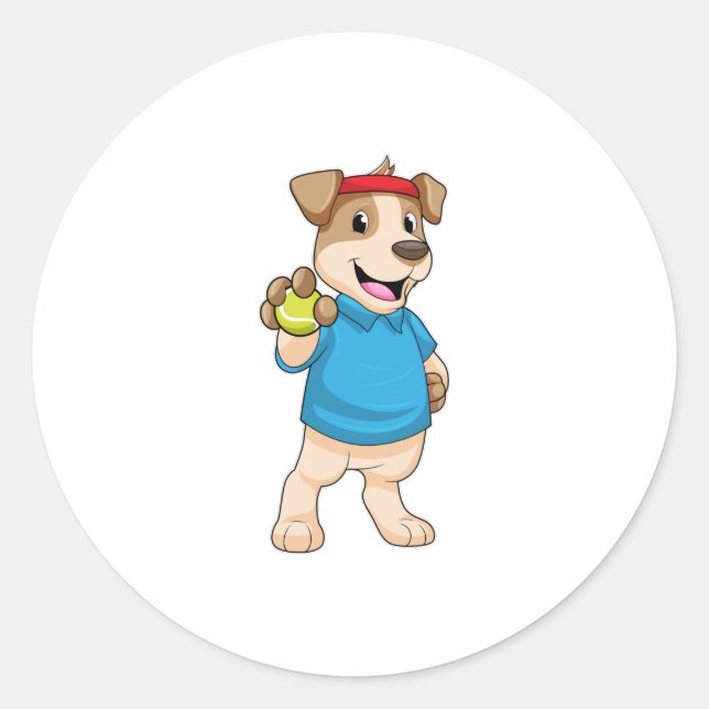 Sticker Rond Dog at tennis (Devant)