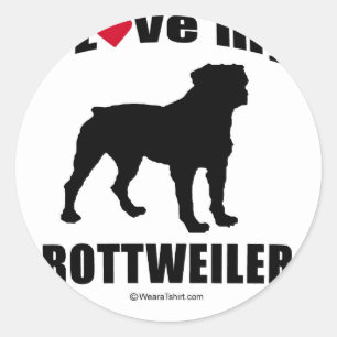 STICKER ROND "DOG BREED" - ROTTWEILER - "J'AIME MON ROTTWEILER"