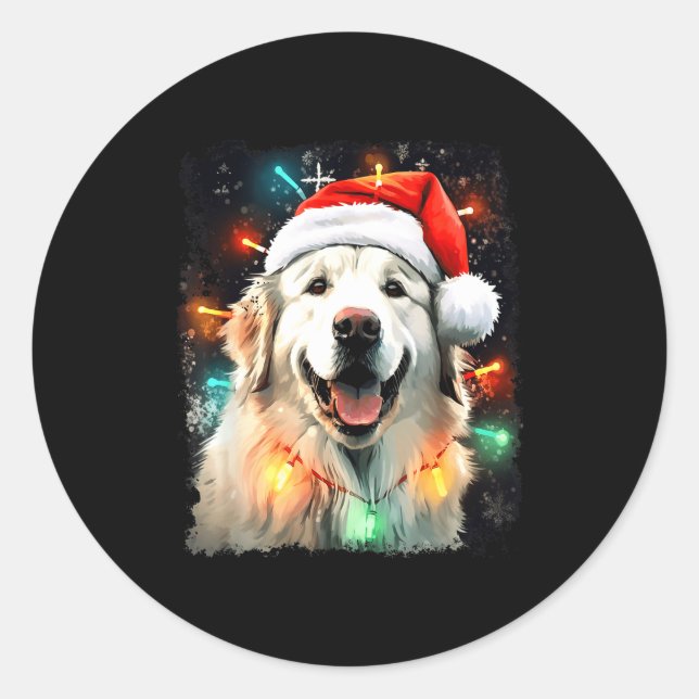 Sticker Rond Dog Great Pyrenees Christmas  (Devant)