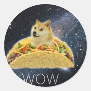 Sticker Rond doge space taco meme