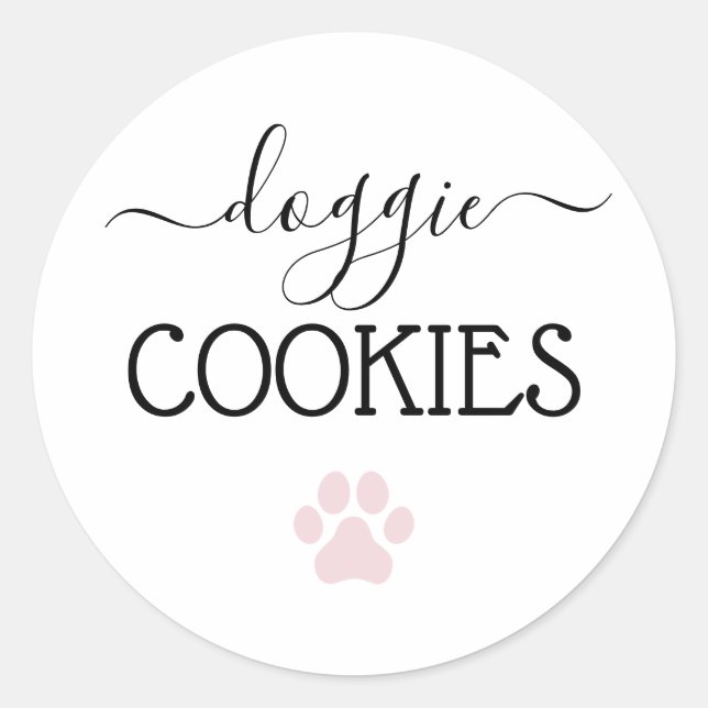 Sticker Rond Doggie Cookies Traite Calligraphie Favoriser (Devant)
