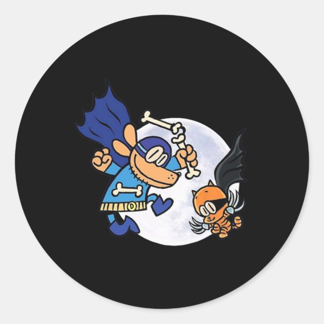 Sticker Rond Dogman Et Chat Essentiels Pour Enfant (Devant)