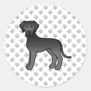 Sticker Rond Dogue allemand noir Chien de dessin animé mignon