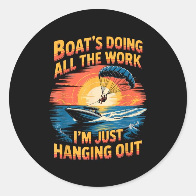 Sticker Rond Doing All The Work Parasailer Paragliding Parasail (Devant)