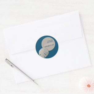 Sticker Rond Dollar de sable, Merci de mariage Ocean Blue Beach