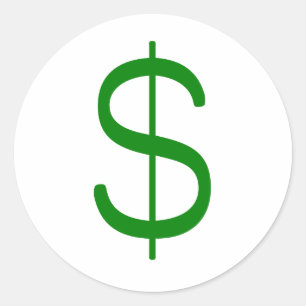 Sticker Rond Dollar $ Jaune rose verte