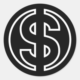 Sticker Rond Dollar Symbole monnaie en cercle noir
