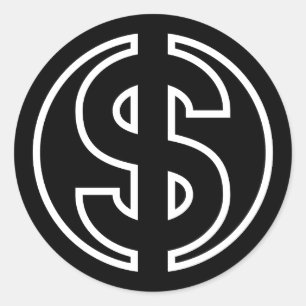 Sticker Rond Dollar Symbole monnaie en cercle noir