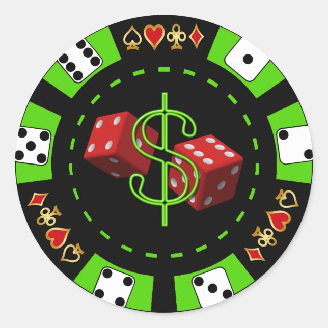 STICKER ROND DOLLARS ET PILOTE DE POKER (Devant)