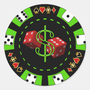 STICKER ROND DOLLARS ET PILOTE DE POKER