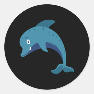 Sticker Rond Dolphin Dolphins Sea Animaux Design Idées Cadeaux