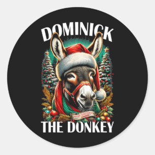 Sticker Rond Dominick L'âne Drôle Noël Italien Christ