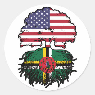 Sticker Rond Dominique Dominicain Américain Etats-Unis Drapeau 
